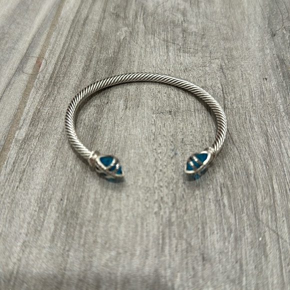 David Yurman Blue and Silver Cuff Bracelet - Picture 1 of 10